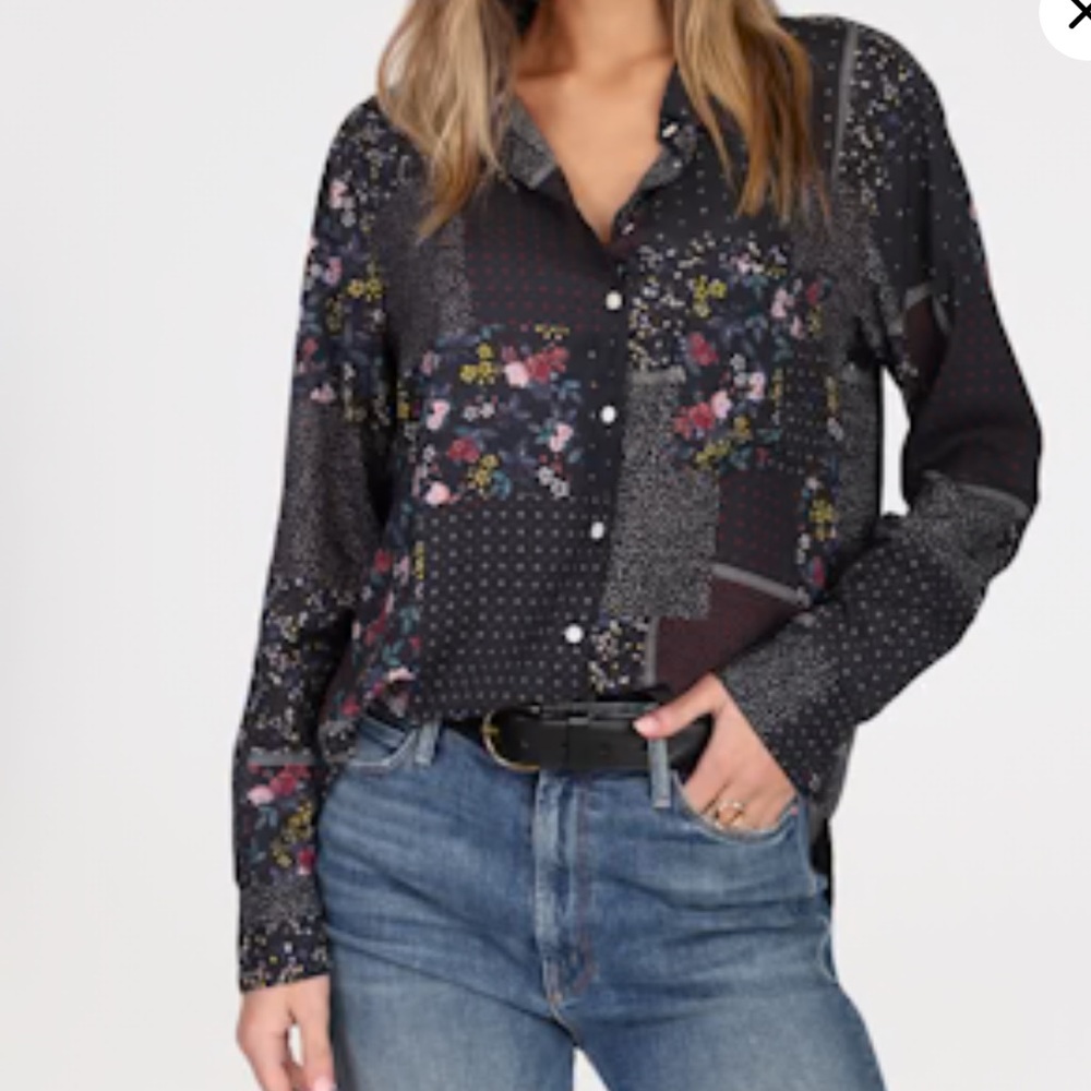 Dylan Patchwork Floral One Pocket Button Front To… - image 1